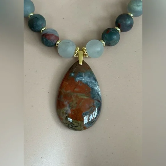 22-1/2 inch Matte Bloodstone bead Necklace NWOT - Picture 11 of 11